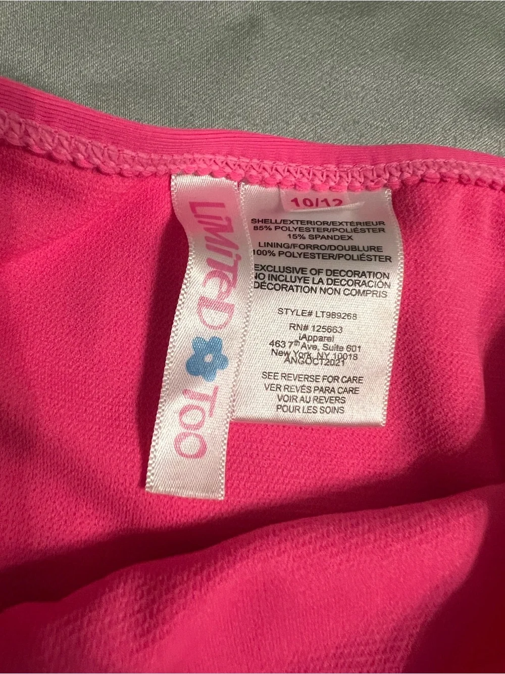 Limited Too Neon hot Pink Bikini Bottoms 10/12  large girls